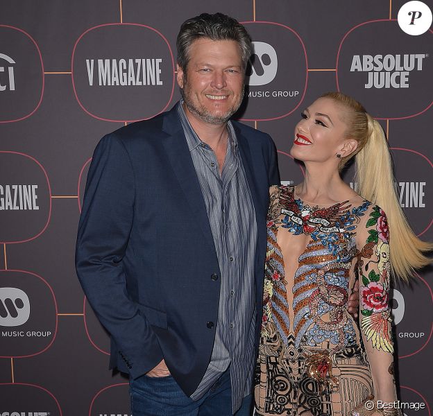 Gwen Stefani et son compagnon Blake Shelton au photocall de la soirée des "Pre-Grammy Awards 2020" à Los Angeles, le 23 janvier 2020.