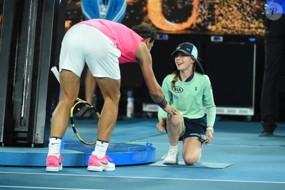 Rafael Nadal a blessé une jeune ramasseuse de balles lors de son match contre Federico Delbonis à l'Open d'Australie le 23 janvier 2020. Photo by Corinne Dubreuil/ABACAPRESS.COM