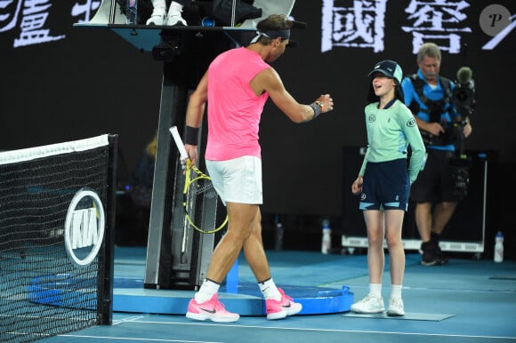 Rafael Nadal a blessé une jeune ramasseuse de balles lors de son match contre Federico Delbonis à l'Open d'Australie le 23 janvier 2020. Photo by Corinne Dubreuil/ABACAPRESS.COM