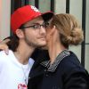 Céline Dion et son fils René-Charles Angelil sortent de l'hôtel Royal Monceau à Paris le 7 juillet 2017.