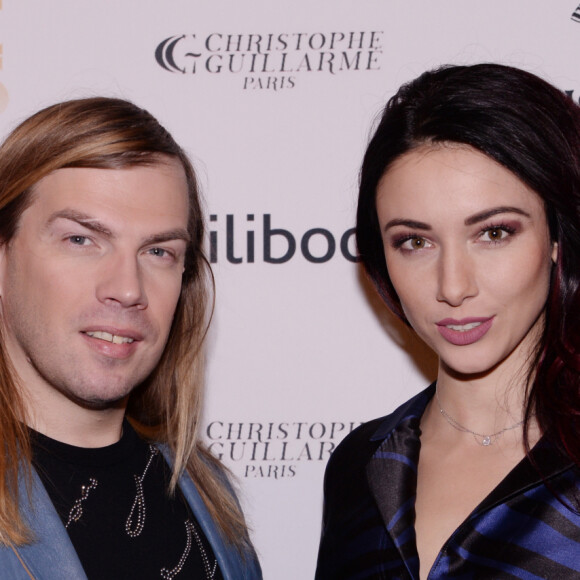 Christophe Guillarmé et Delphine Wespiser (Miss France 2012) (robe Christophe Guillarmé) lors du cocktail de lancement de la tournée "Entre Nous" by D'pendanse, au Buddha-Bar à Paris, France, le 28 janvier 2020. © Rachid Bellak/Bestimage