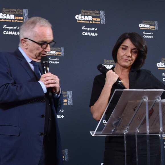 Alain Terzian et Florence Foresti - Annonce des nominations pour la 45e cérémonie des César 2020 lors d'une conférence de presse au Fouquet's à Paris le 29 janvier 2020. La cérémonie se déroulera à la salle Pleyel à Paris le 28 février. ©Giancarlo Gorassini/Bestimage