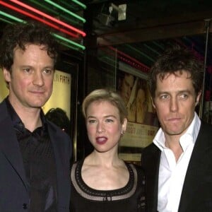 Renée Zellweger à la première de "Bridget Jones" à Londres avec Colin Firth et Hugh Grant, en 2001.