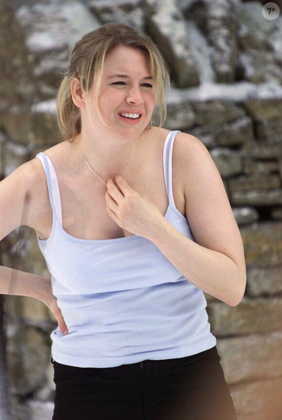 Renée Zellweger sur le tournage du film "Bridget Jones" en 2000.