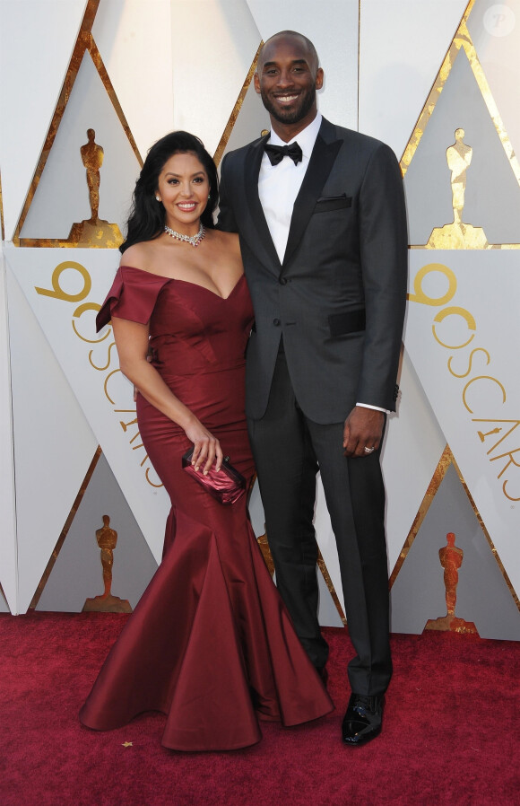 Kobe Bryant (Oscar meilleur court métrage animé avec "Dear Basketball") et sa femme Vanessa - Press room de la 90ème cérémonie des Oscars 2018 au théâtre Dolby à Los Angeles, Californie, Etats-Unis, le 4 mars 2018