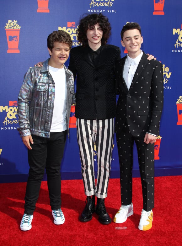 Gaten Matarazzo, Finn Wolfhard, Noah Schnapp au photocall de la soirée des MTV Movie and TV Awards à Los Angeles le 15 juin 2019.