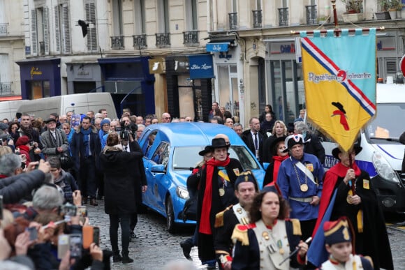 Illustration corbillard - Arrivées aux obsèques de Michou en l'église Saint-Jean de Montmartre à Paris. Le 31 janvier 2020