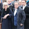 Chantal Ladesou et Fabien Lecoeuvre - Arrivées aux obsèques de Michou en l'église Saint-Jean de Montmartre à Paris. Le 31 janvier 2020