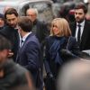 Tristan Bromet et Brigitte Macron - Arrivées aux obsèques de Michou en l'église Saint-Jean de Montmartre à Paris. Le 31 janvier 2020
