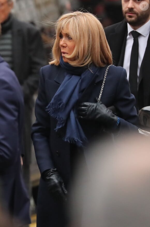 Brigitte Macron - Arrivées aux obsèques de Michou en l'église Saint-Jean de Montmartre à Paris. Le 31 janvier 2020