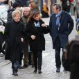Francis Vandenhende et sa femme Denise Fabre, Jean-Luc Reichmann - Arrivées aux obsèques de Michou en l'église Saint-Jean de Montmartre à Paris. Le 31 janvier 2020