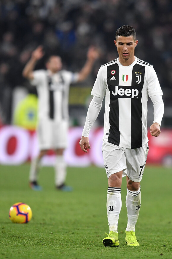 Cristiano Ronaldo lors du match de football de Serie A opposant la Juventus Turin à la Chievo Vérone au stade Allianz à Turin, Italie, le 21 janvier 2019. 