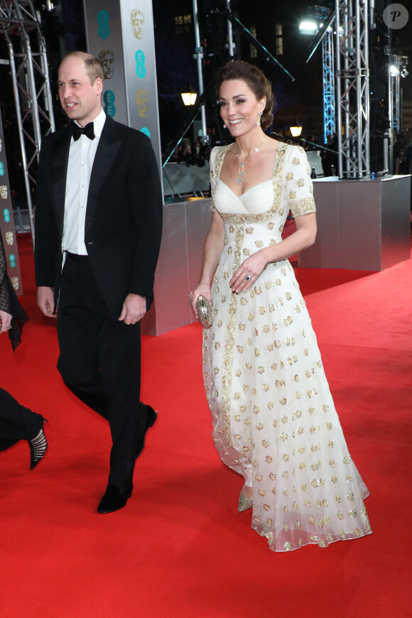 Le prince William, duc de Cambridge, et Catherine (Kate) Middleton, duchesse de Cambridge, lors de la 73ème cérémonie des British Academy Film Awards (BAFTA) au Royal Albert Hall à Londres, Royaume Uni, le 2 février 2020.