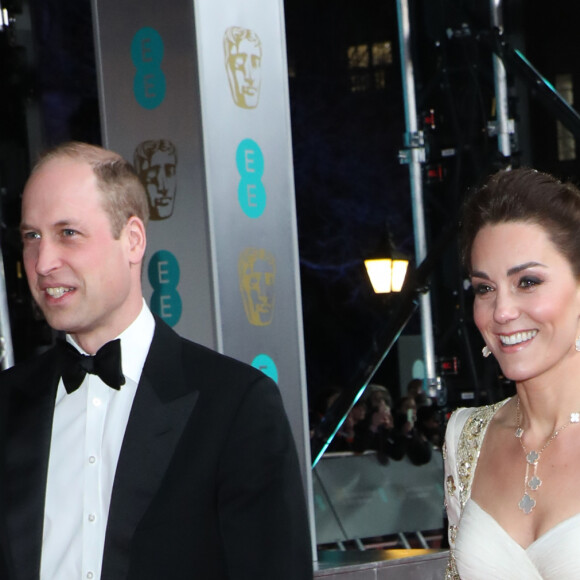 Le prince William, duc de Cambridge, et Catherine (Kate) Middleton, duchesse de Cambridge, lors de la 73ème cérémonie des British Academy Film Awards (BAFTA) au Royal Albert Hall à Londres, Royaume Uni, le 2 février 2020.