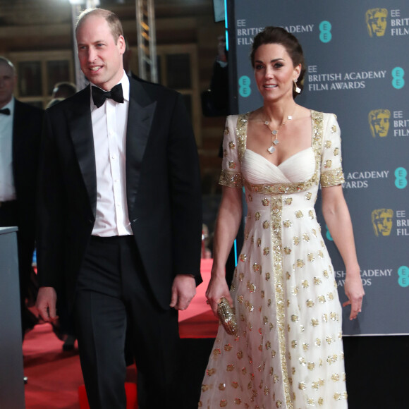 Le prince William, duc de Cambridge, et Catherine (Kate) Middleton, duchesse de Cambridge, lors de la 73ème cérémonie des British Academy Film Awards (BAFTA) au Royal Albert Hall à Londres, Royaume Uni, le 2 février 2020.