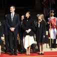 Le roi Felipe VI d'Espagne, la reine Letizia, la princesse Leonor, l'infante Sofia - La famille royale d'Espagne lors de la cérémonie d'ouverture de la législature du congrès des députés à Madrid le 3 février 2020.