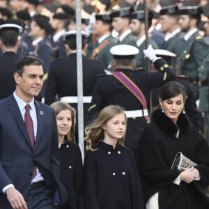 Pedro Sanchez, l'infante Sofia, la princesse Leonor, la reine Letizia d'Espagne - La famille royale d'Espagne lors de la cérémonie d'ouverture de la législature du congrès des députés à Madrid le 3 février 2020.