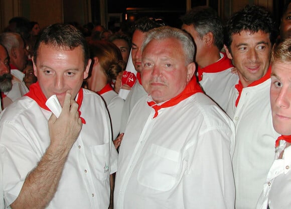 Henri Lauque, Jacques Martin et Patrick Bruel - Début des fêtes de Bayonne. Le 1er août 2000.
