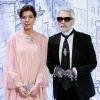 SAR La Princesse Caroline de Hanovre et Karl Lagerfeld - 64ème Bal de la Rose sur le thème de Manhattan, imaginé par K.Lagerfeld, au profit de la Fondation Princesse Grace, dans la Salle des Etoiles au Sporting Monte Carlo à Monaco. Le 24 mars 2018 © Pierre Villard / Palais Princier / SBM via Bestimage