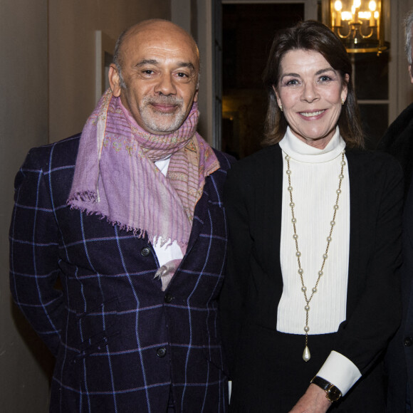 Christian Louboutin, la princesse Caroline de Monaco et Jacques Grange à l'Institut de France. Paris, le 15 janvier 2020.