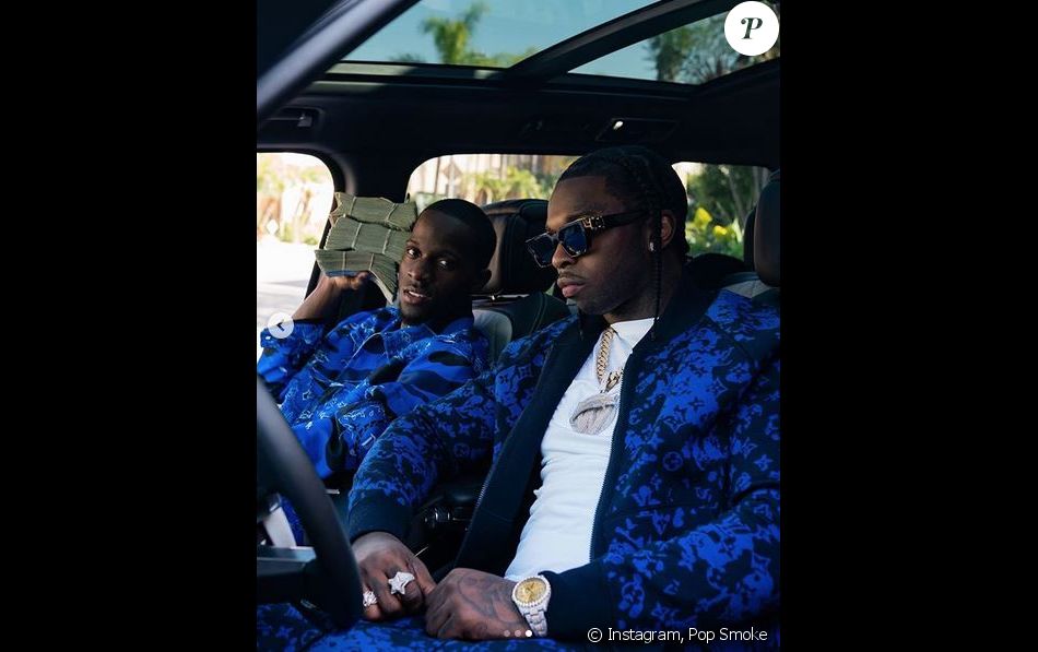 Le rappeur Pop Smoke (à droite) et son ami Mike Dee. Février 2020