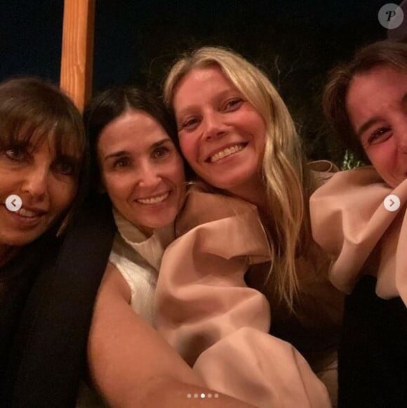 Henrietta Conrad, Demi Moore, Gwyneth Paltrow et son amie Daun assistent à la soirée sans maquillage de goop, pour sa gamme de produits pour la peau Goop Glow. Beverly Hills, le 19 février 2020.