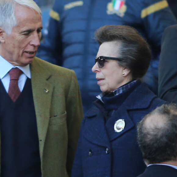 La princesse Anne d'Angleterre lors du match de rugby Italie-Écosse lors du Tournoi des 6 Nations à Rome le 22 Février 2020