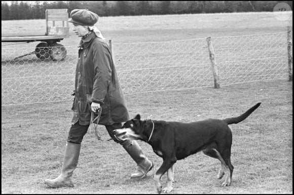 La princesse Anne et son chien en 1978 à Badminton.