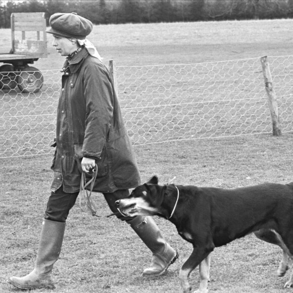 La princesse Anne et son chien en 1978 à Badminton.