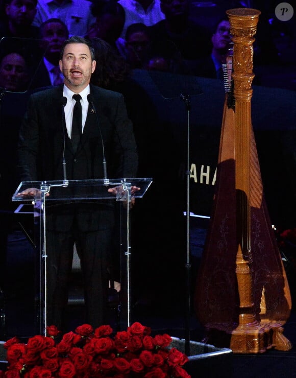 Jimmy Kimmel lors de l'hommage public rendu à Kobe Bryant et sa fille Gianna, le 24 février 2020 au Staples Center de Los Angeles. 