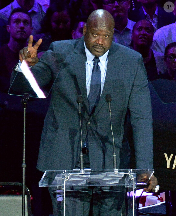 Shaquille O'Neal lors de l'hommage publique rendu à Kobe Bryant et sa fille Gianna, le 24 février 2020 au Staples Center de Los Angeles.