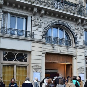 Kim Kardashian, sa fille North West, Kourtney Kardashian et sa fille Penelope Disick se rendent au "Sunday Service" de Kanye West à Paris, la messe est organisée au Théâtre des Bouffes du Nord à Paris, le 1er mars 2020.