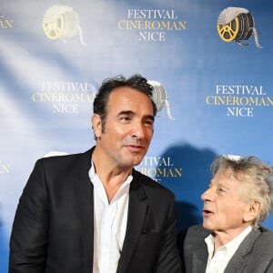 Jean Dujardin et Roman Polanski durant la soirée de clôture de la 1ere édition du Festival Ciné Roman à Nice le 26 octobre 2019. © Bruno Bebert / Bestimage