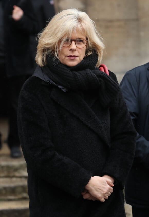 Laurence Piquet - Sorties des obsèques d'Hervé Bourges en l'église Saint-Eustache à Paris le 2 mars 2020.