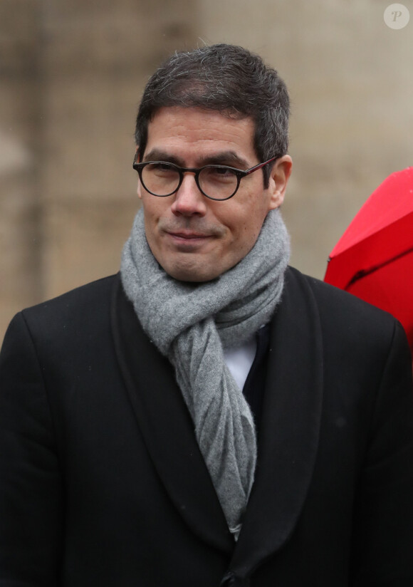 Mathieu Gallet - Sorties des obsèques d'Hervé Bourges en l'église Saint-Eustache à Paris le 2 mars 2020.