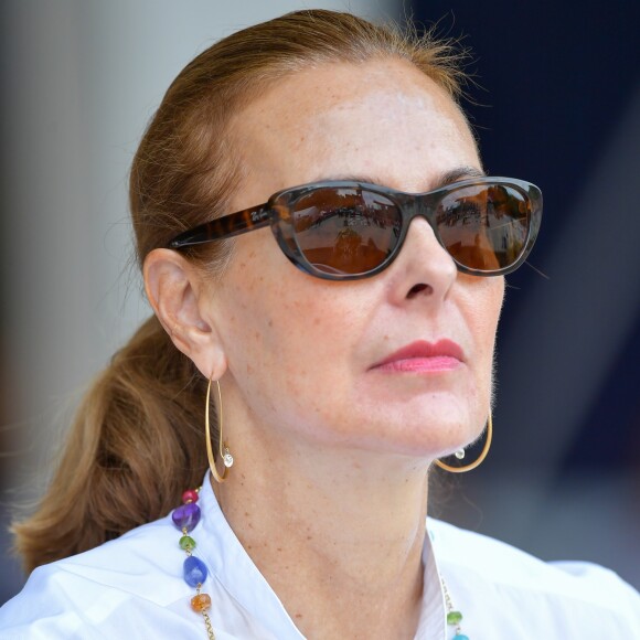 Exclusif - Carole Bouquet dans l'espace VIP du Longines Paris Eiffel Jumping au Champ de Mars à Paris le 7 juillet 2019.