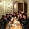 Omar Sy, Ladj Ly, le photographe JR, Ludivine Sagnier, Mouloud Achour, Madonna et son jeune petit-ami Ahlamalik au restaurant "Mamie" de Jean Imbert. Le 3 mars 2020 sur Instagram.