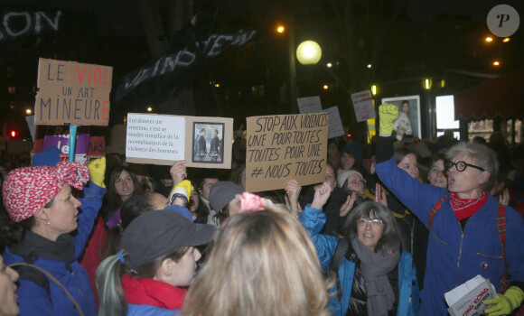 Manifestation contre la nomination de Roman Polanski avant la 45ème cérémonie des César à Paris, le 28 février 2020.