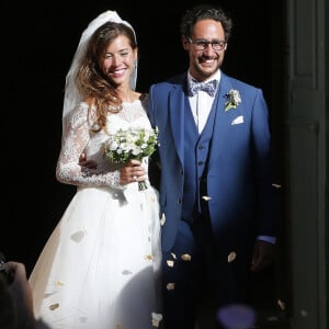 Mariage de Thomas Hollande et de la journaliste Emilie Broussouloux l'église de Meyssac en Corrèze, près de Brive, ville d'Emiie. Le 8 Septembre 2018. © Patrick Bernard-Guillaume Collet / Bestimage