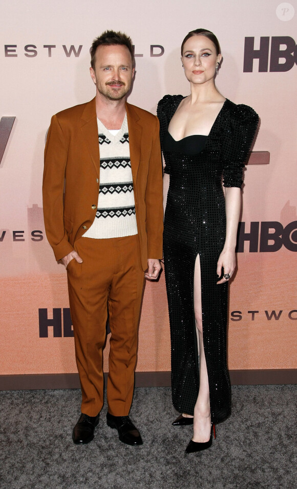 Aaron Paul et Evan Rachel Wood assistent à la projection de la saison 3 de la série "Westworld" au TCL Chinese Theatre. Los Angeles, le 5 mars 2020.