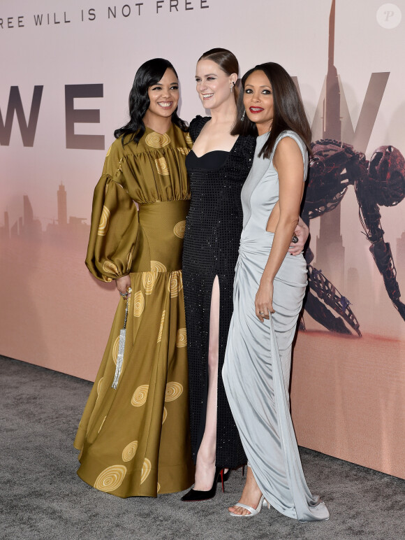 Tessa Thompson, Evan Rachel Wood et Thandie Newton assistent à la projection de la saison 3 de la série "Westworld" au TCL Chinese Theatre. Los Angeles, le 5 mars 2020.