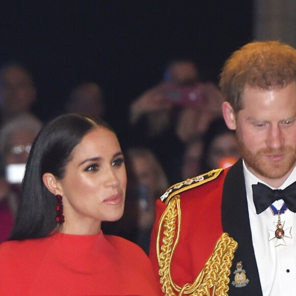 Le prince Harry, duc de Sussex, et Meghan Markle, duchesse de Sussex, assistent au festival de musique de Mountbatten au Royal Albert Hall de Londres, Royaume Uni, le 7 mars 2020.