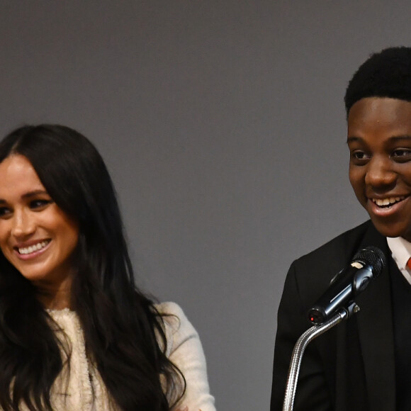 Meghan Markle, duchesse de Sussex, fait une visite surprise à l'école supérieure Robert Clack de Dagenham pour célébrer la "Journée internationale de la femme". Royaume Uni,. Le 7 mars 2020.