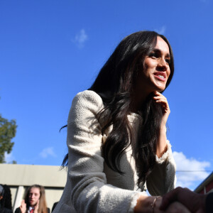 Meghan Markle, duchesse de Sussex, fait une visite surprise à l'école supérieure Robert Clack de Dagenham pour célébrer la "Journée internationale de la femme". Royaume Uni,. Le 7 mars 2020.