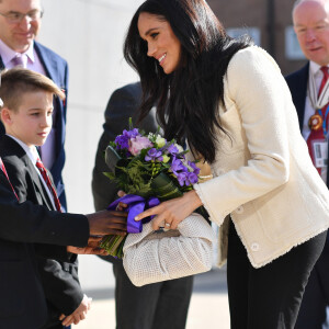 Meghan Markle, duchesse de Sussex, fait une visite surprise à l'école supérieure Robert Clack de Dagenham pour célébrer la "Journée internationale de la femme". Royaume Uni,. Le 7 mars 2020.