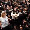 Meghan Markle, duchesse de Sussex, fait une visite surprise à l'école supérieure Robert Clack de Dagenham pour célébrer la "Journée internationale de la femme". Royaume Uni,. Le 7 mars 2020.
