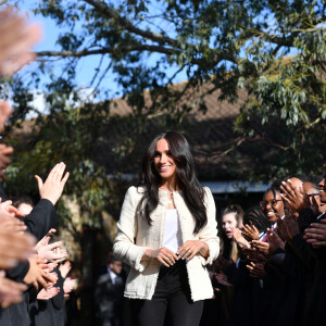 Meghan Markle, duchesse de Sussex, fait une visite surprise à l'école supérieure Robert Clack de Dagenham pour célébrer la "Journée internationale de la femme". Royaume Uni,. Le 7 mars 2020.