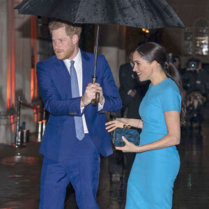 Le prince Harry, duc de Sussex, et Meghan Markle, duchesse de Sussex à la sortie de la cérémonie des Endeavour Fund Awards au Mansion House à Londres, Royaume Uni, le 5 mars 2020.