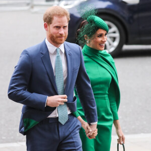 Le prince Harry, duc de Sussex, et Meghan Markle, duchesse de Sussex - La famille royale d'Angleterre lors de la cérémonie du Commonwealth en l'abbaye de Westminster à Londres, le 9 mars 2020.