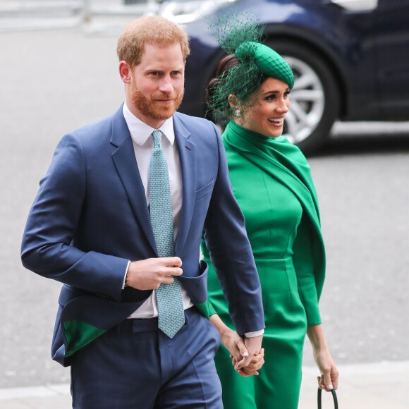 Le prince Harry, duc de Sussex, et Meghan Markle, duchesse de Sussex - La famille royale d'Angleterre lors de la cérémonie du Commonwealth en l'abbaye de Westminster à Londres, le 9 mars 2020.
